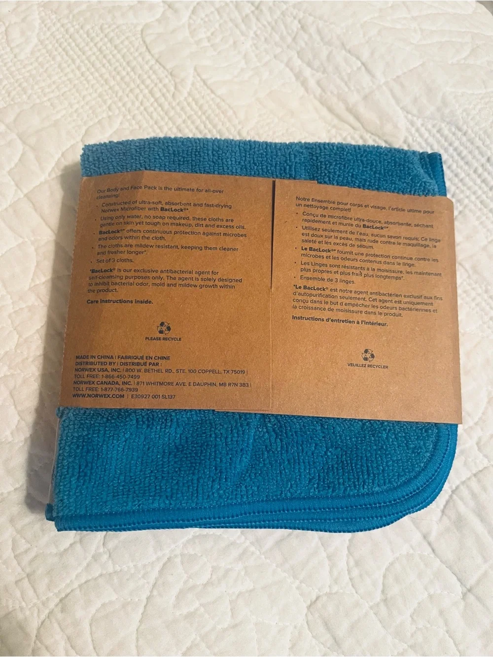 Norwex Blue and Gray Body & Face Pack - Microfiber Cloth Set of 3